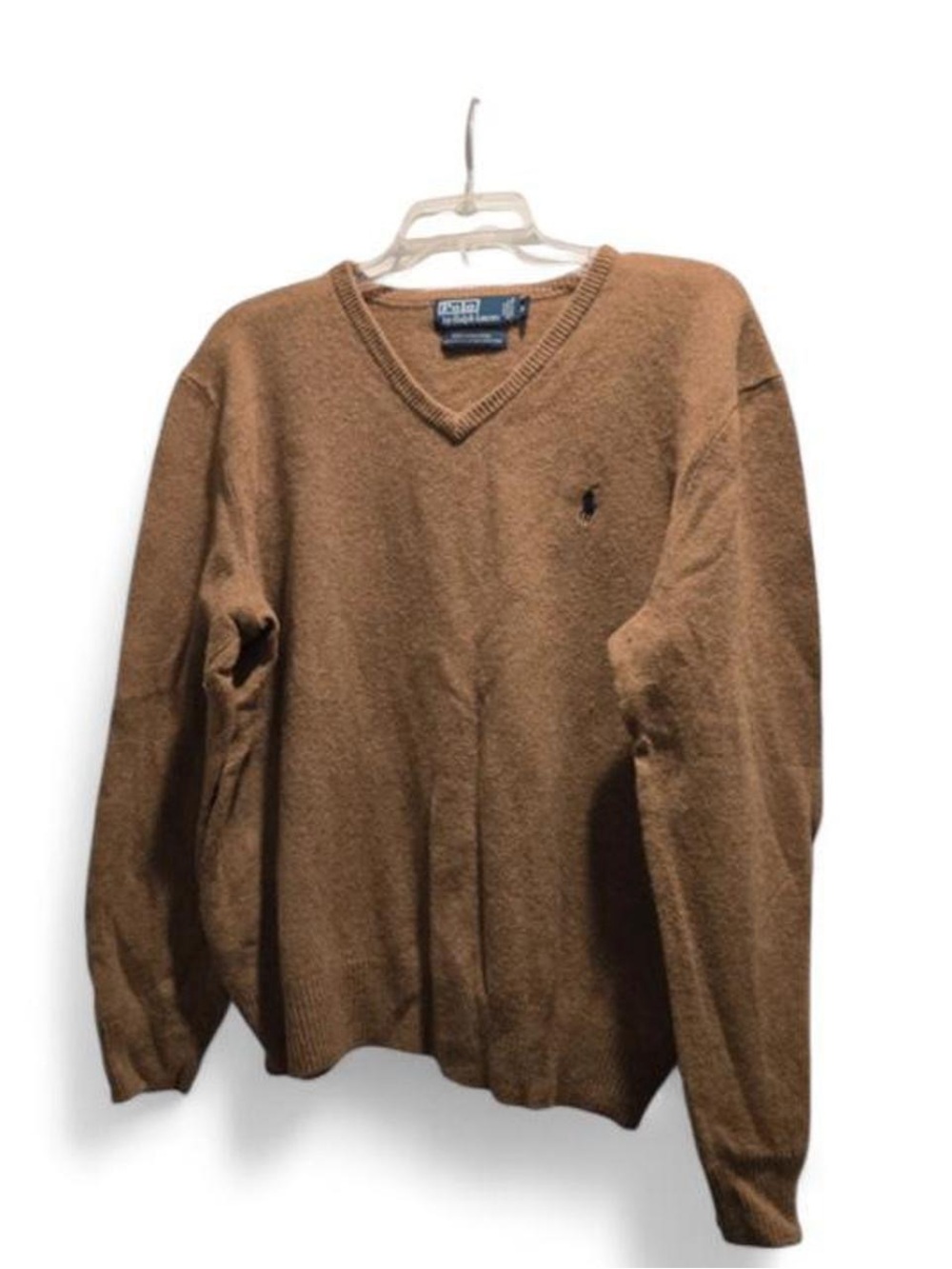 Ralph Lauren Men's Camel/Brown V-Neck Sweater